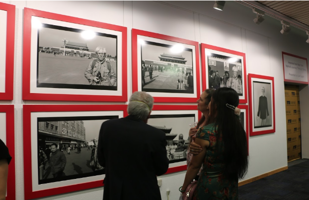 Guests observing Wolfsonian Museum‘s Warhol‘s Journey to China exhibition