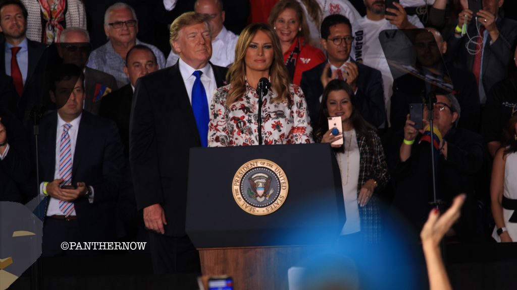 President Donald Trump and First Lady Melania Trump visited the University on Monday, Feb. 18, 2019 to address the crisis in Venezuela. Photo by Lazaro Bosch.